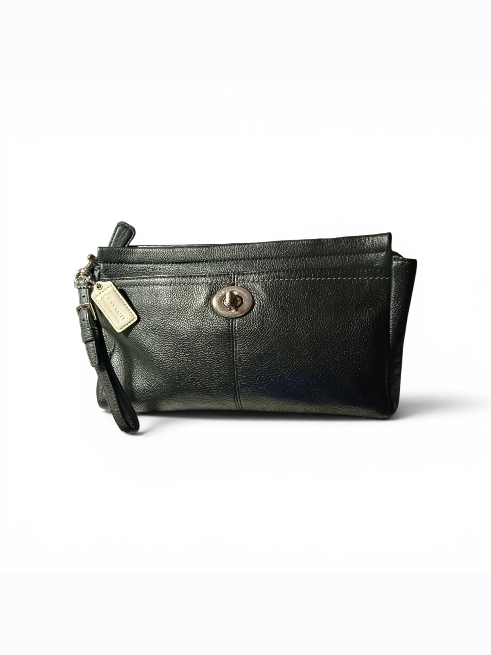 Coach Park Black Leather Wristlet Clutch